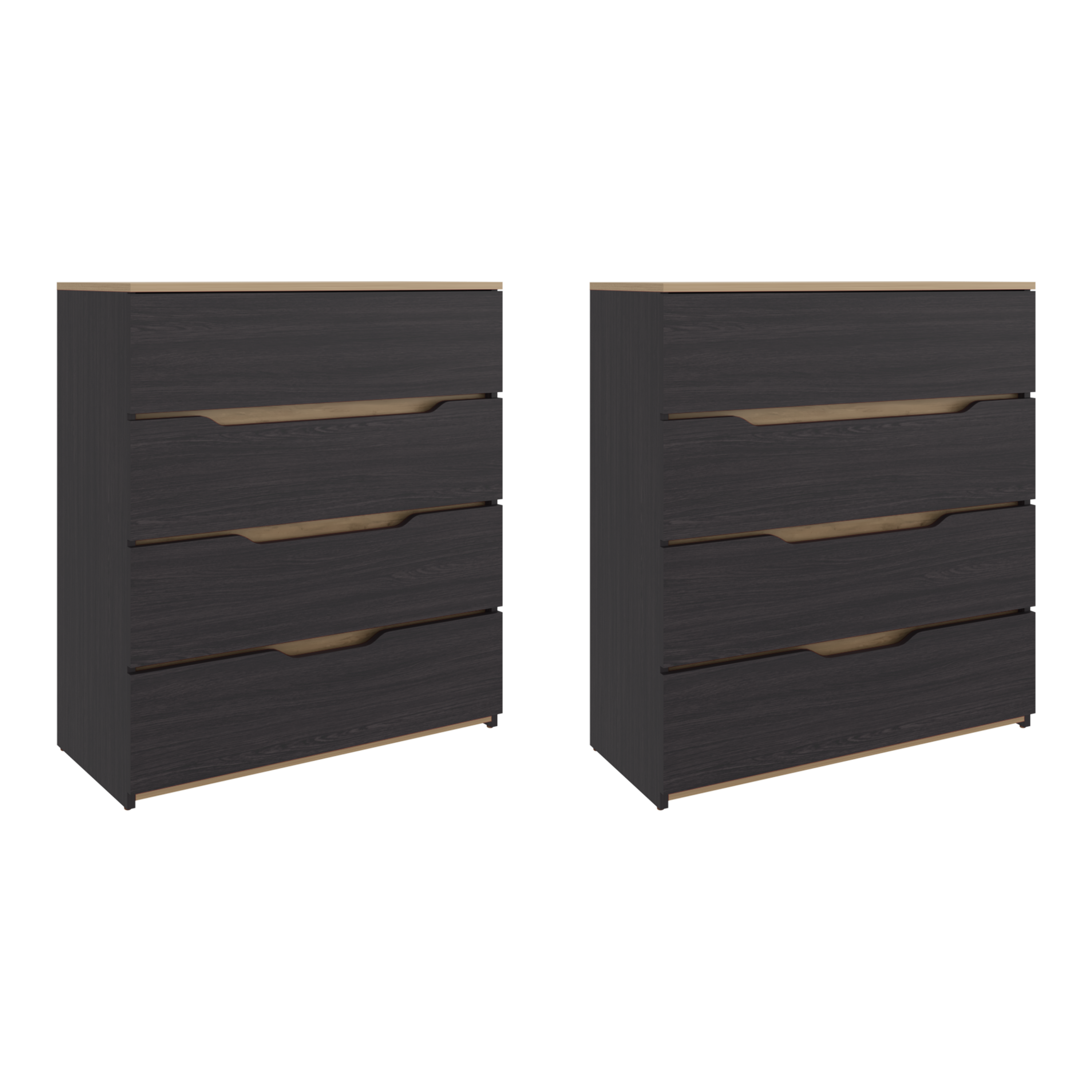 Dresser Modern Set of 2 Natural Oak and Wenge Particle Board 31.5x35.1 In