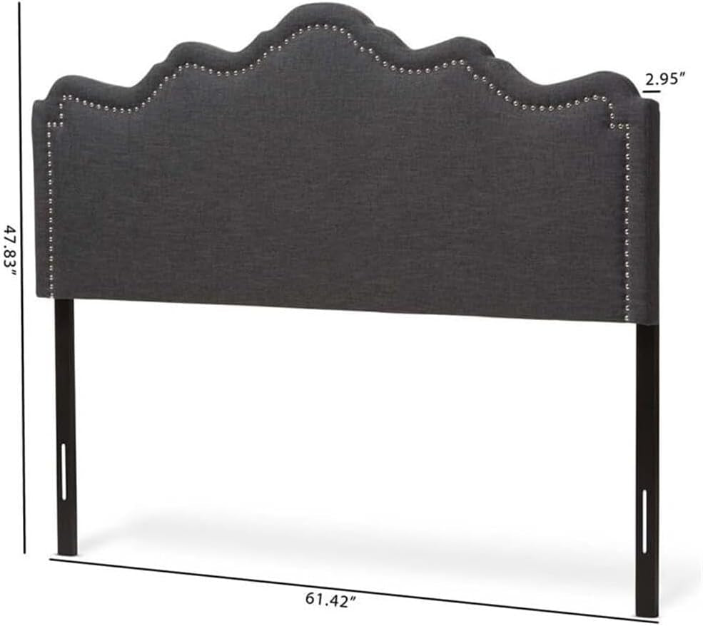 Elegant Upholstered Dark Gray Queen Headboard for Bedrooms