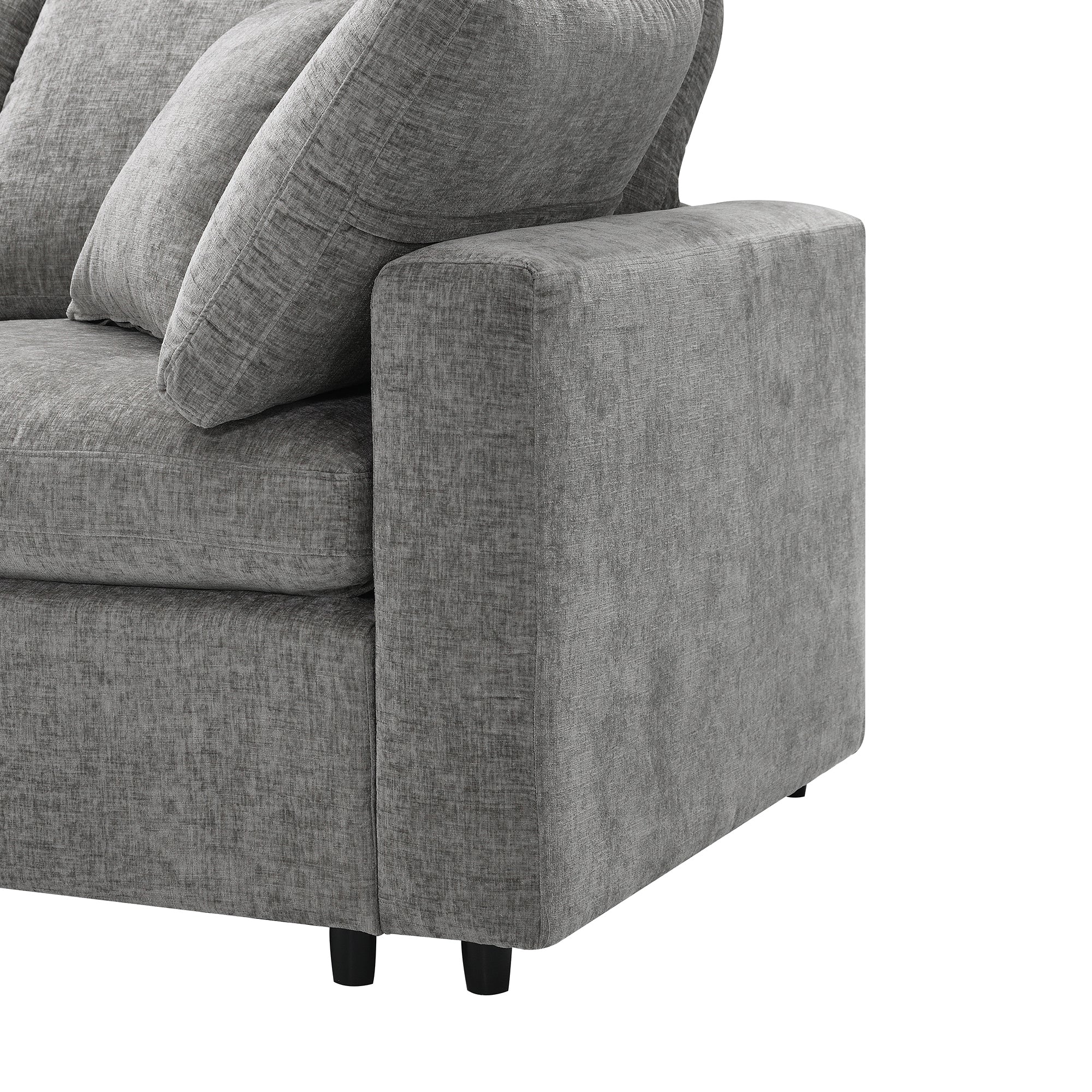 Sofa Modular U-Shape Chenille Gray 6 Seat Convertible Ottoman 130 In