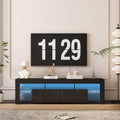 TV Stand High Gloss LED Black MDF Storage Cabinet Fits 65 In TV