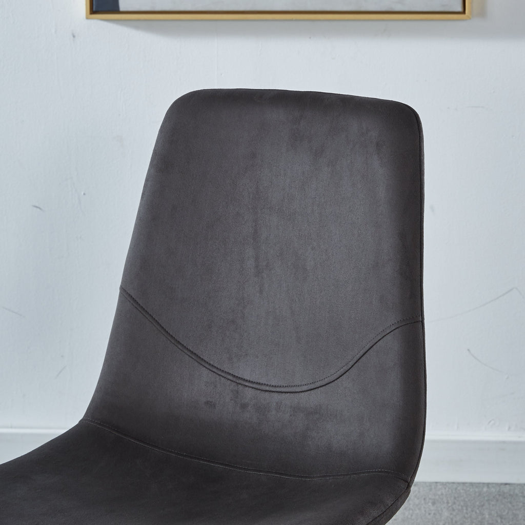 Dining Chair Mid-Century Modern Velvet Gray Metal Legs Set of 2