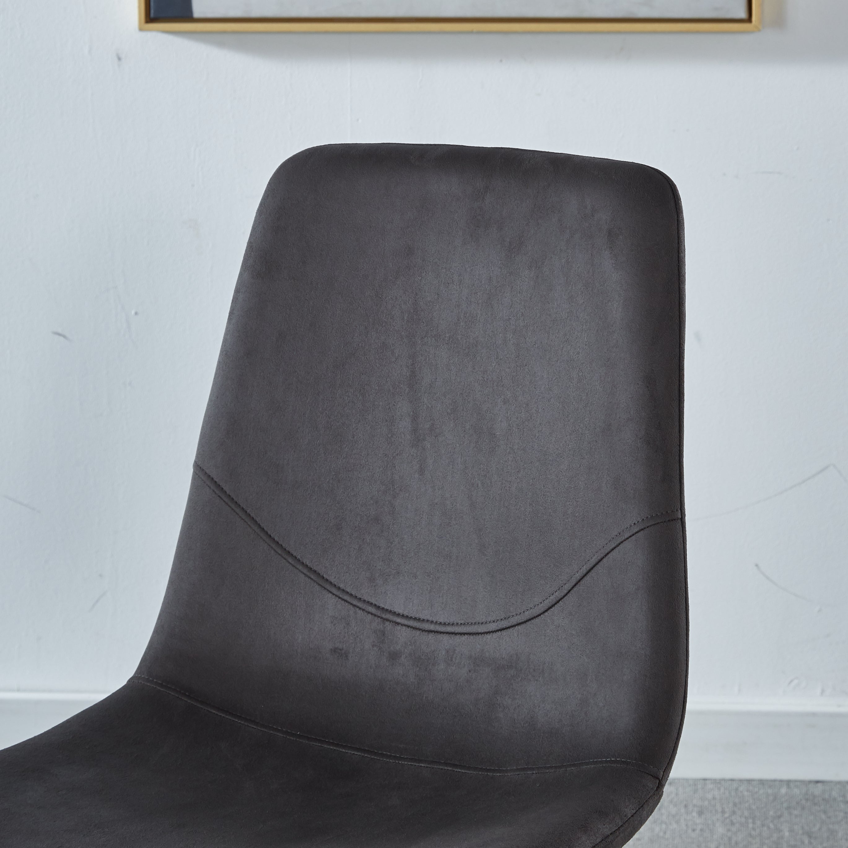 Dining Chair Mid-Century Modern Velvet Gray Metal Legs Set of 2