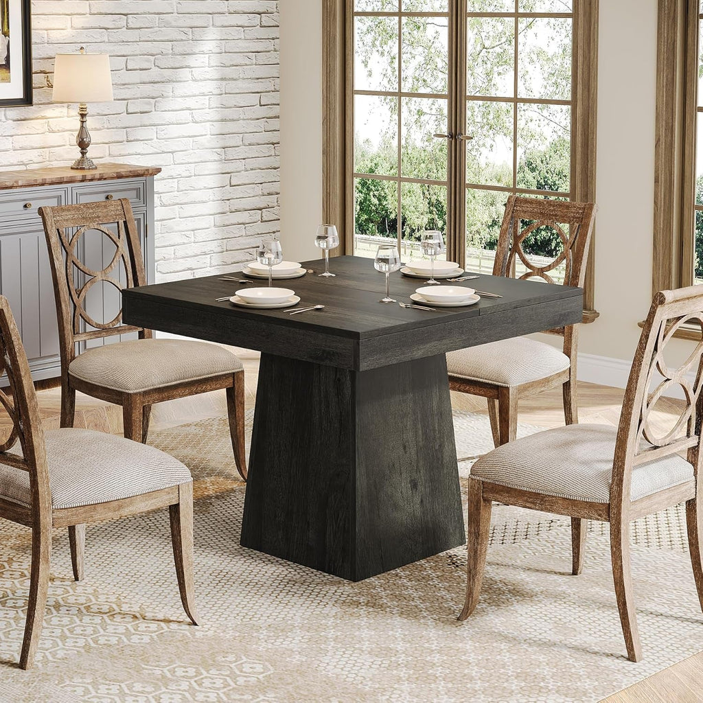 Gray Square Dining Table 31.5 Inch Waterproof Top Seats 4