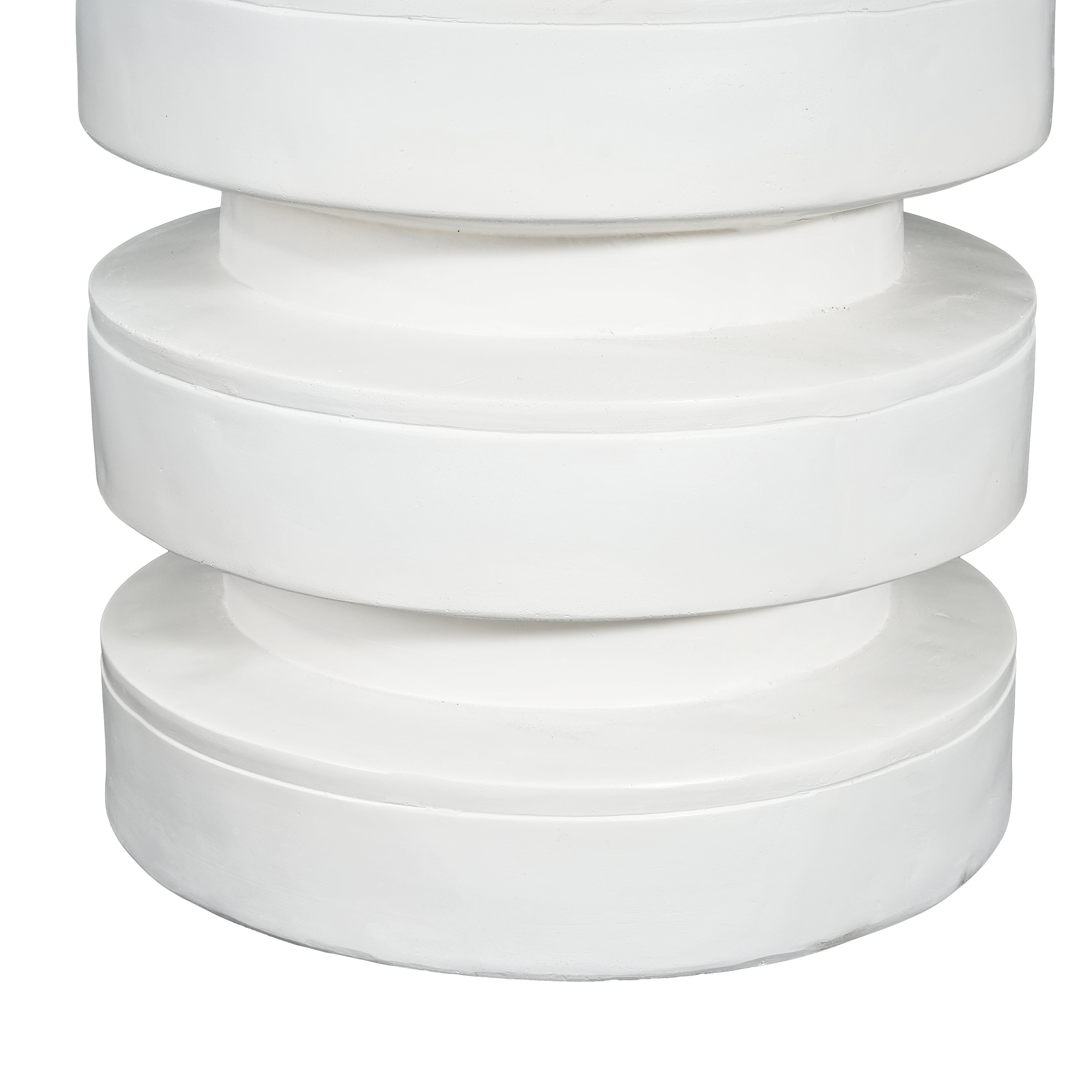 MGO Round Side Table, 3-Tier Design, Indoor Outdoor, 14.2x19.4 in, White