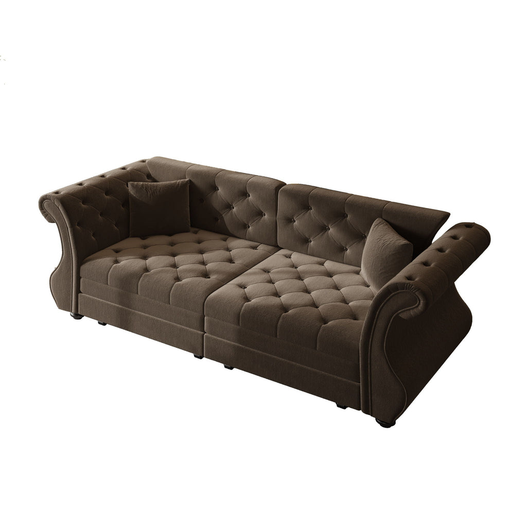 Oversized Chesterfield Pull Out Sofa Bed with Flower Tufting