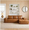 Sectional Sofa L-Shaped Modular Brown Faux Leather with Chaise