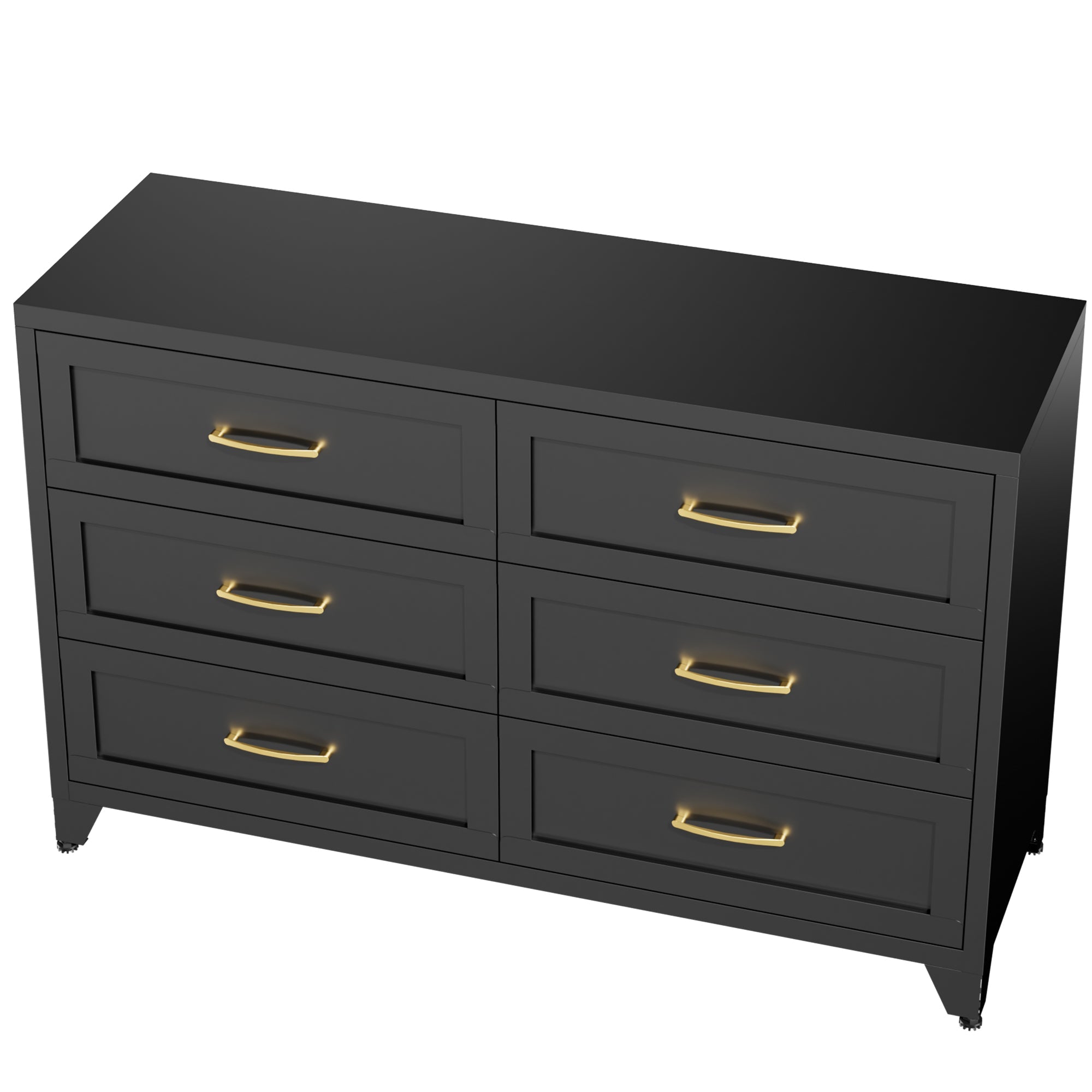 Dresser 6-Drawer Black Steel Smooth-Glide Powder Coat 47.3x15.8x30 In