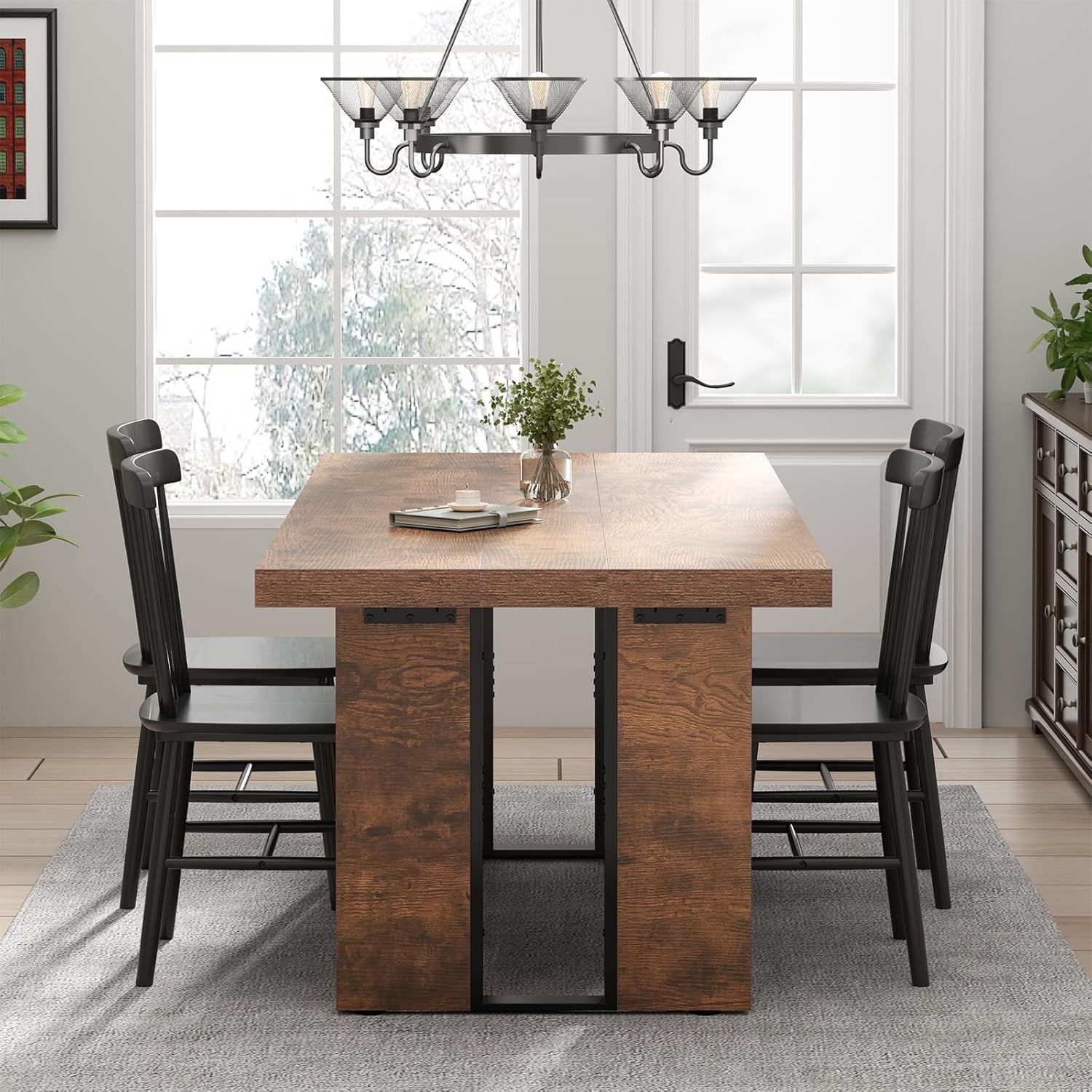 Rustic Farmhouse Dining Table 70 Inch Seats Six To Eight