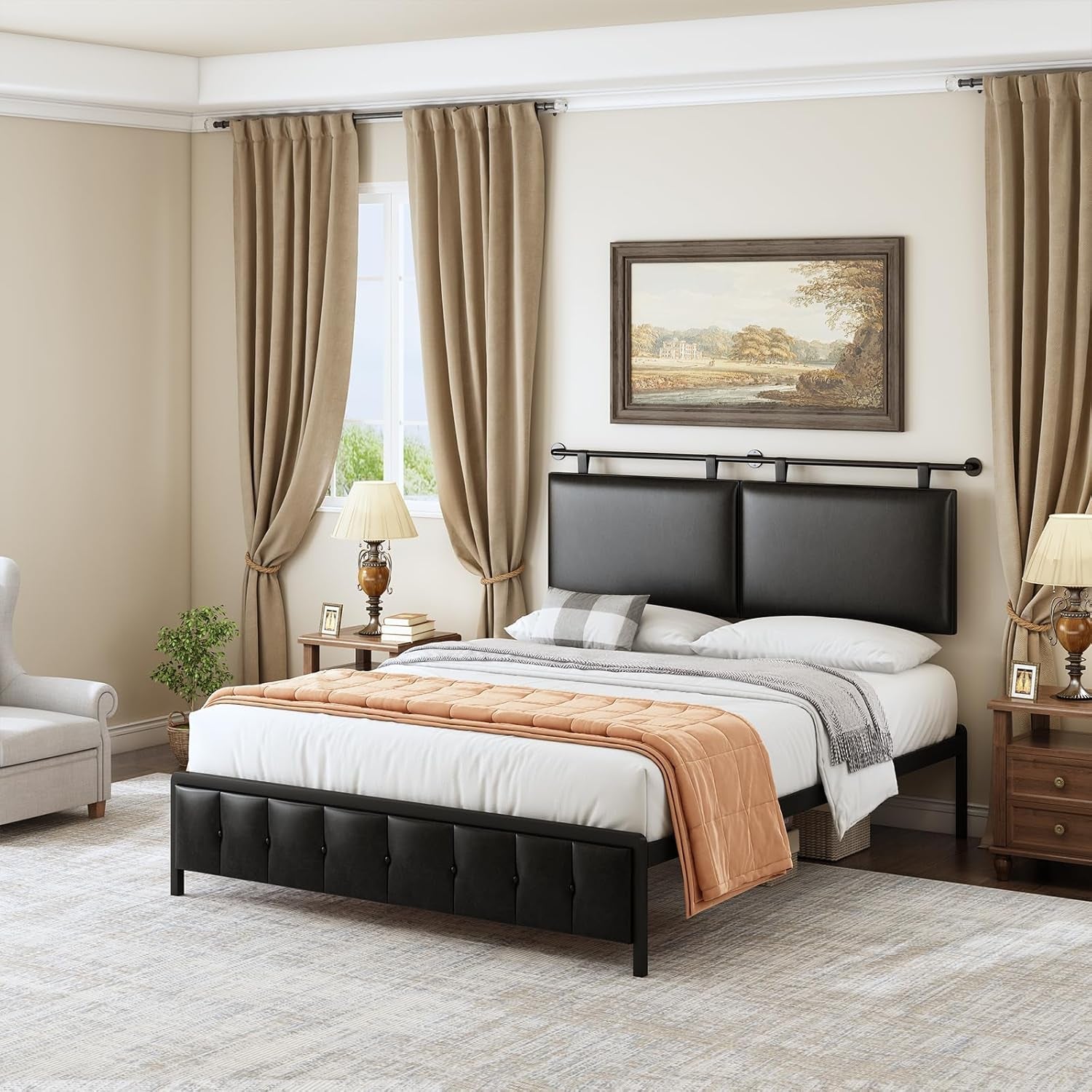 Modern King Size PU Leather Wall Mounted Headboard
