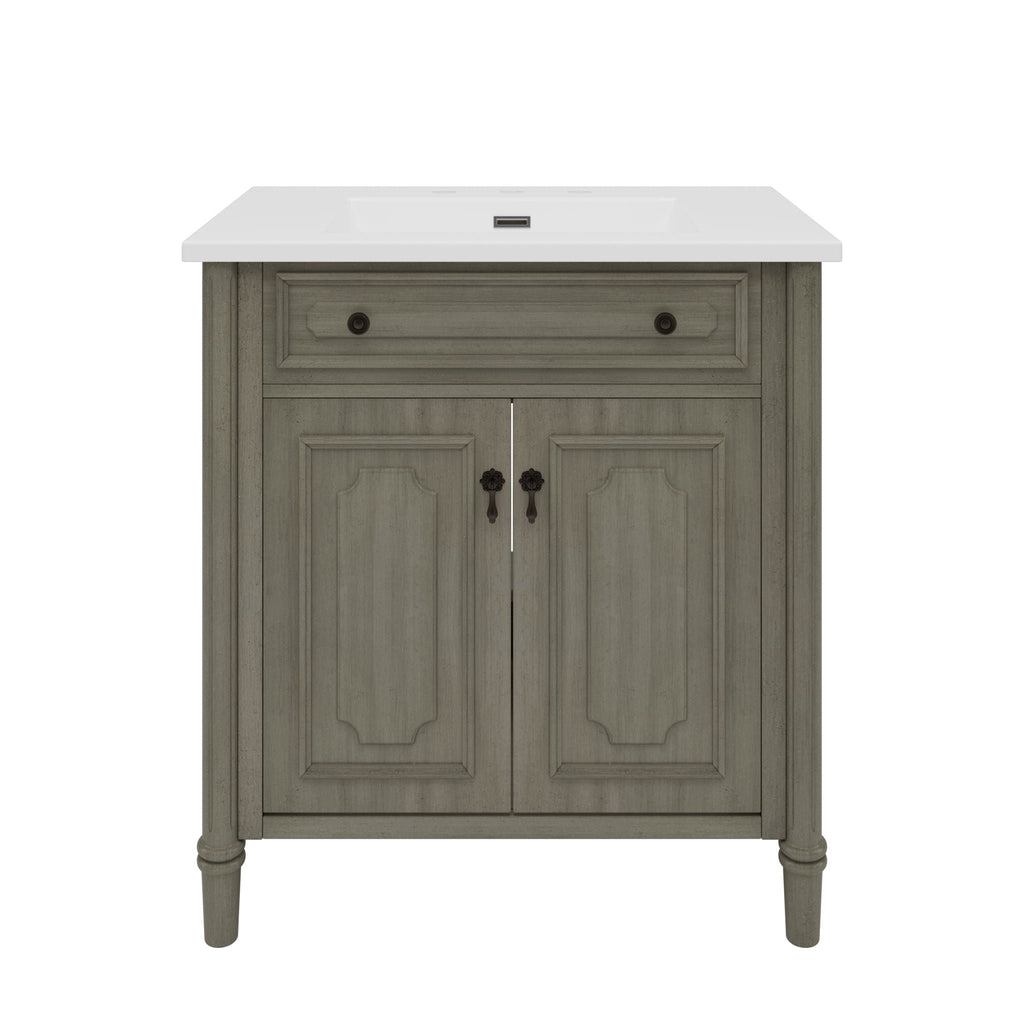 Vintage Bathroom Vanity With Sink, Rustic Cabinet With Soft Close Doors