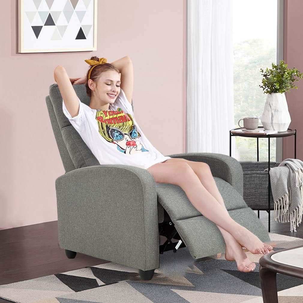 Grey Recliner Massage Chair With Lumbar Support Living Room