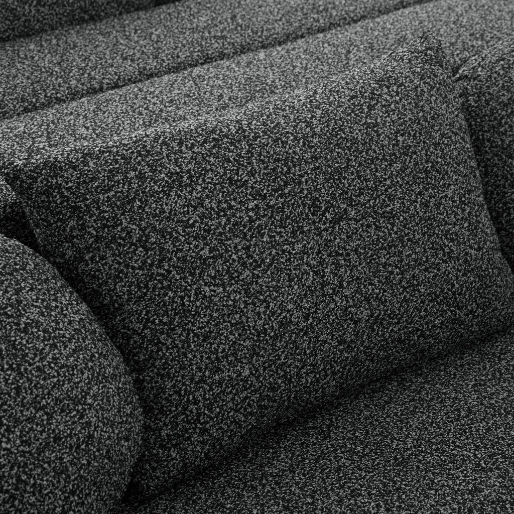 Sectional Sofa U-Shape Modular Boucle Black 6-Seat Deep Seating 114.9x64.5 In