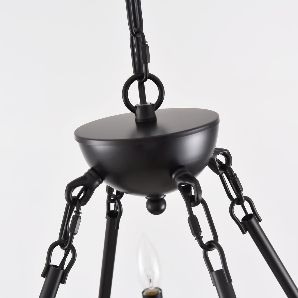 Chandelier Wagon Wheel 3-Tier 36-Light Black Metal 39.37 In Industrial