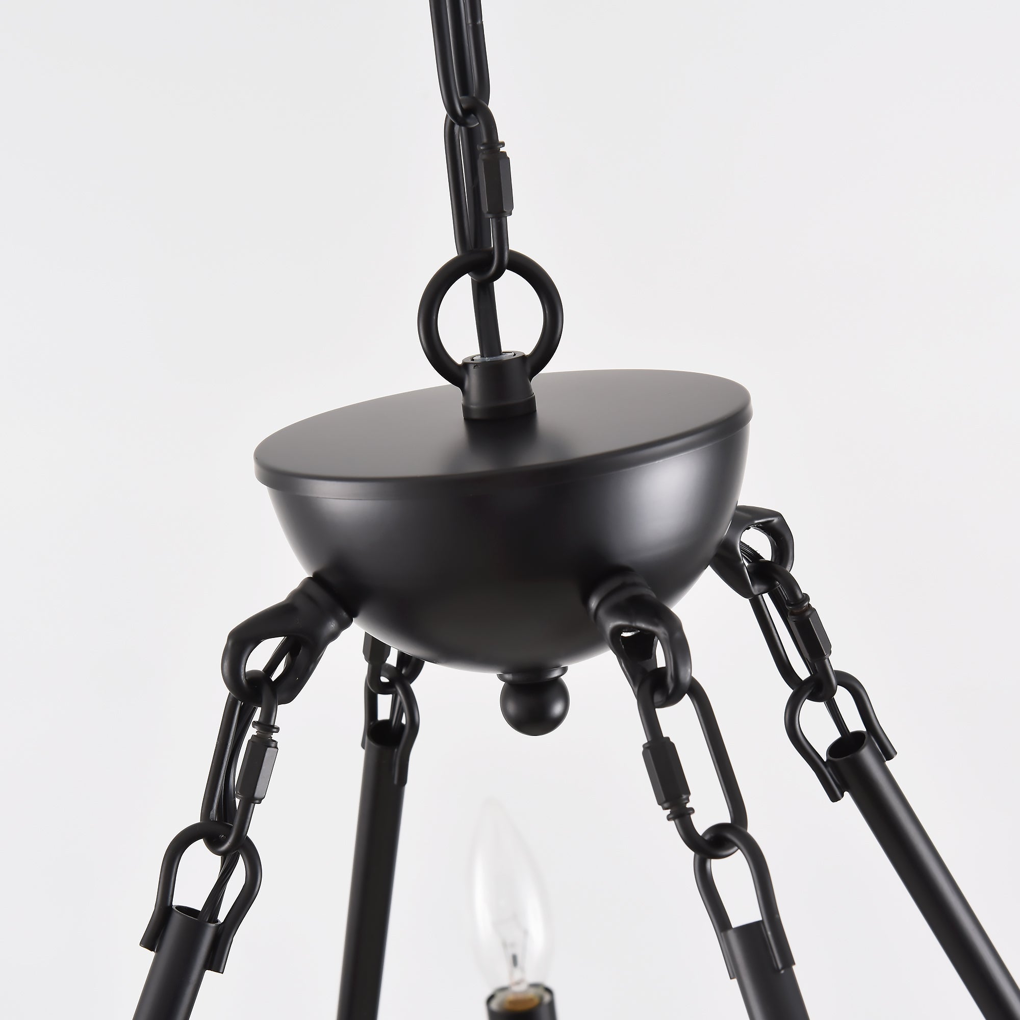 Chandelier Wagon Wheel 3-Tier 36-Light Black Metal 39.37 In Industrial