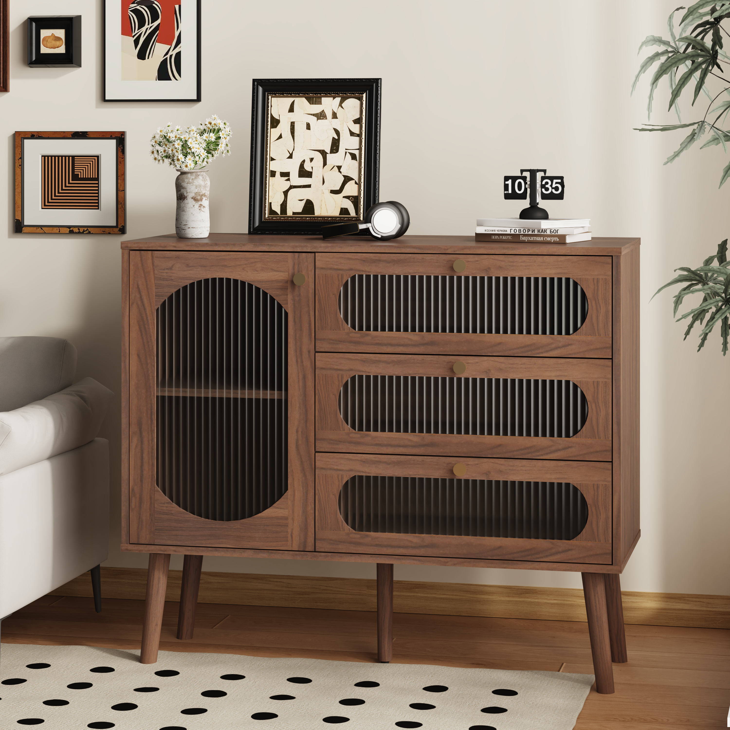 Chest of Drawers 3-Drawer Natural Particle Board 4 Legs 39.37x31.69 In