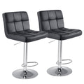 Bar Stools Set of 2, Counter Height Barstools,Square Seat Cushion Barstool with Back, Height Adjustable PU Leather Swivel Barstool ,White