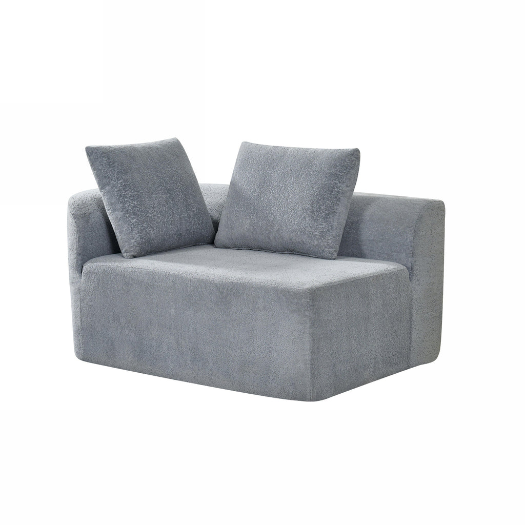 116' Modern Curved Sectional Sofa with High-Density Fully Compressed Sponge and Chaise Lounge, Pearl Upholstery, 2-Piece Set, Fully Assembled Right Hand Facing, Perfect for Living Room, Lounge