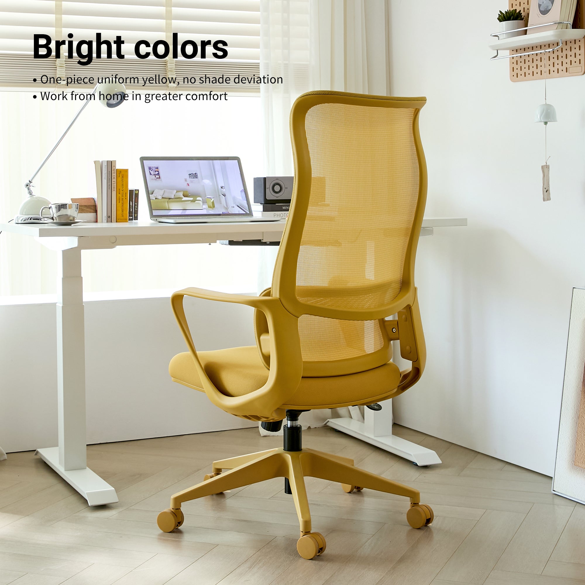 Ergonomic Office Chair Mesh High-Back Yellow 350 LB Lumbar Support Swivel