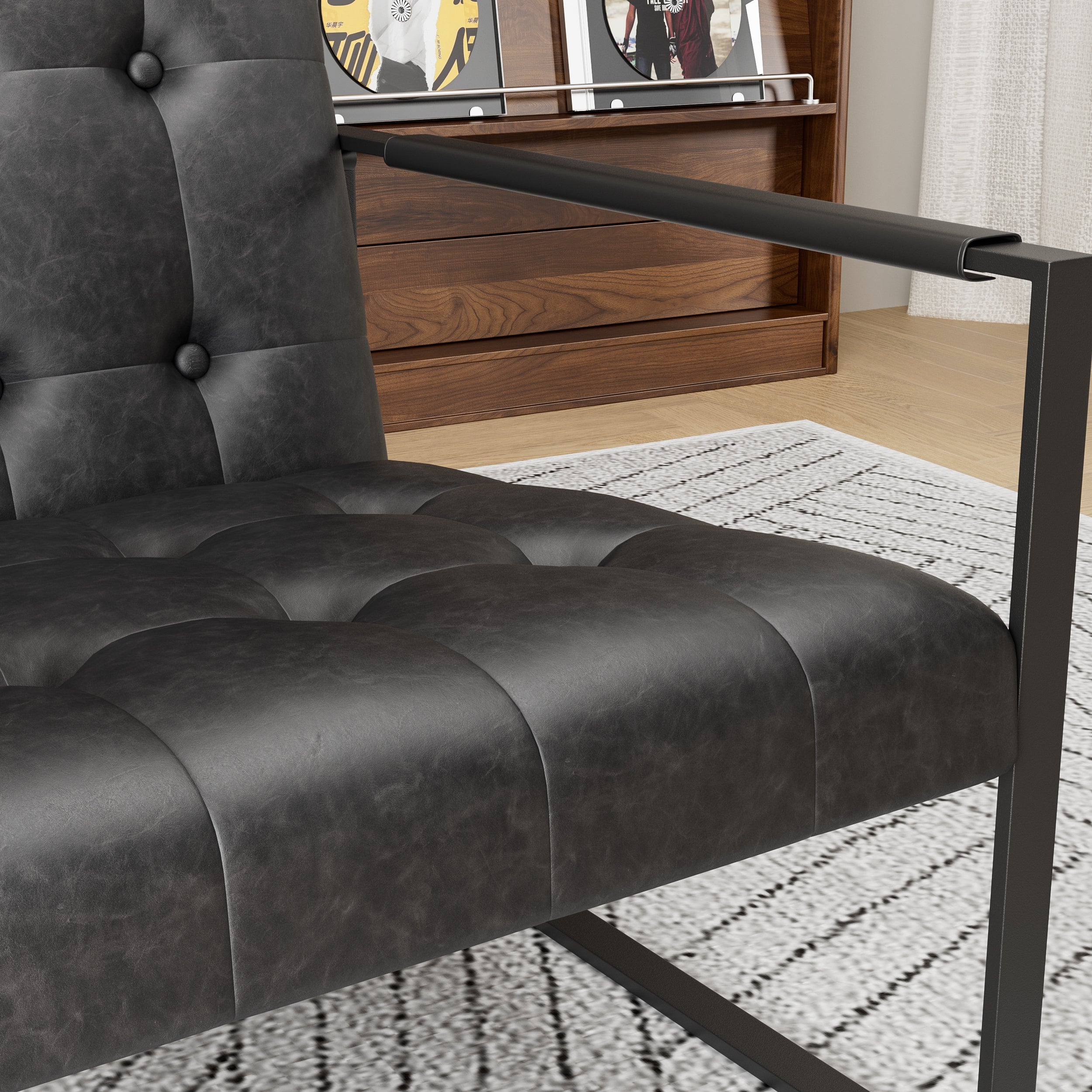 Accent Chair Modern Linen Upholstered Bedroom Living Room Office