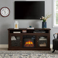 TV Stand Fireplace American Traditional Brown MDF 1400W Fits 65 In TV 60 In