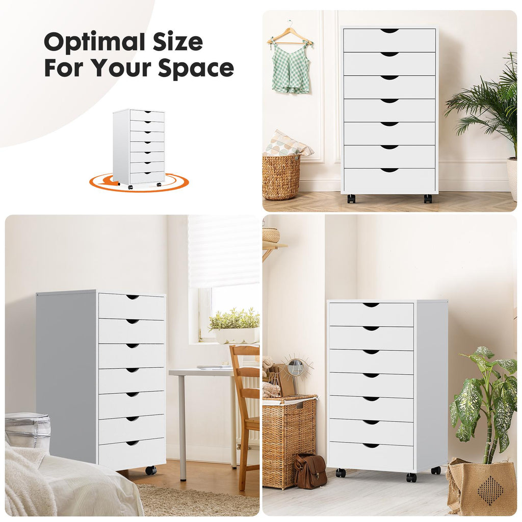 Panana 5/7 Drawer Chest, Wooden Tall Dresser Storage Dresser Cabinet With Wheels