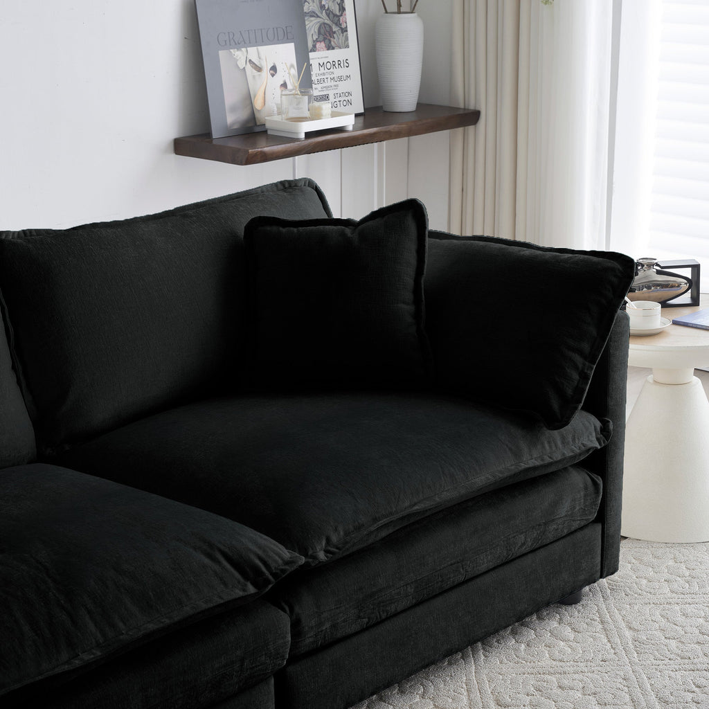 Mid-Century Modern Couch 3-Seater Sofa with Pillows