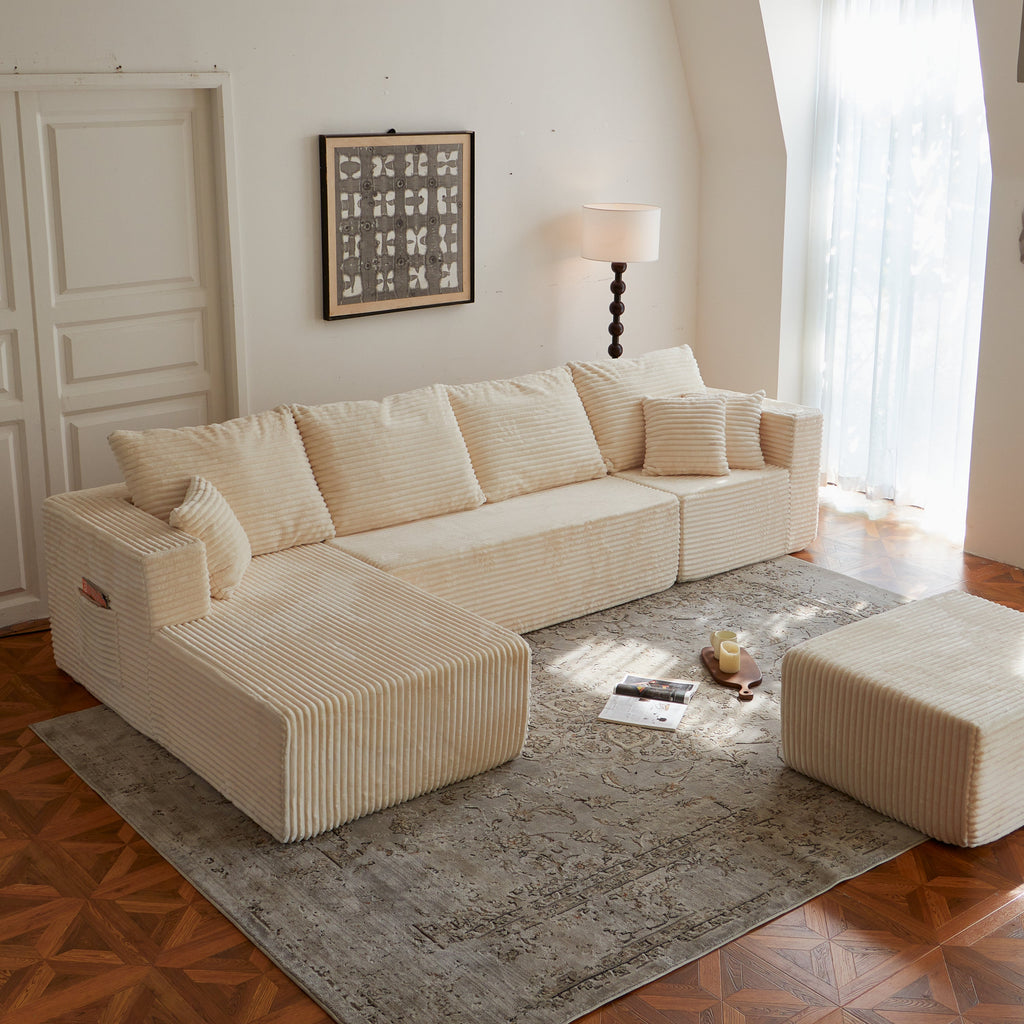Sectional Sofa U Shape Cloud Modular Deep Seat Upholstered No Assembly