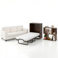 3-Piece Space-Saving Living Room with Teddy Sofa  Display Bookshelf & Foldable Murphy Bed