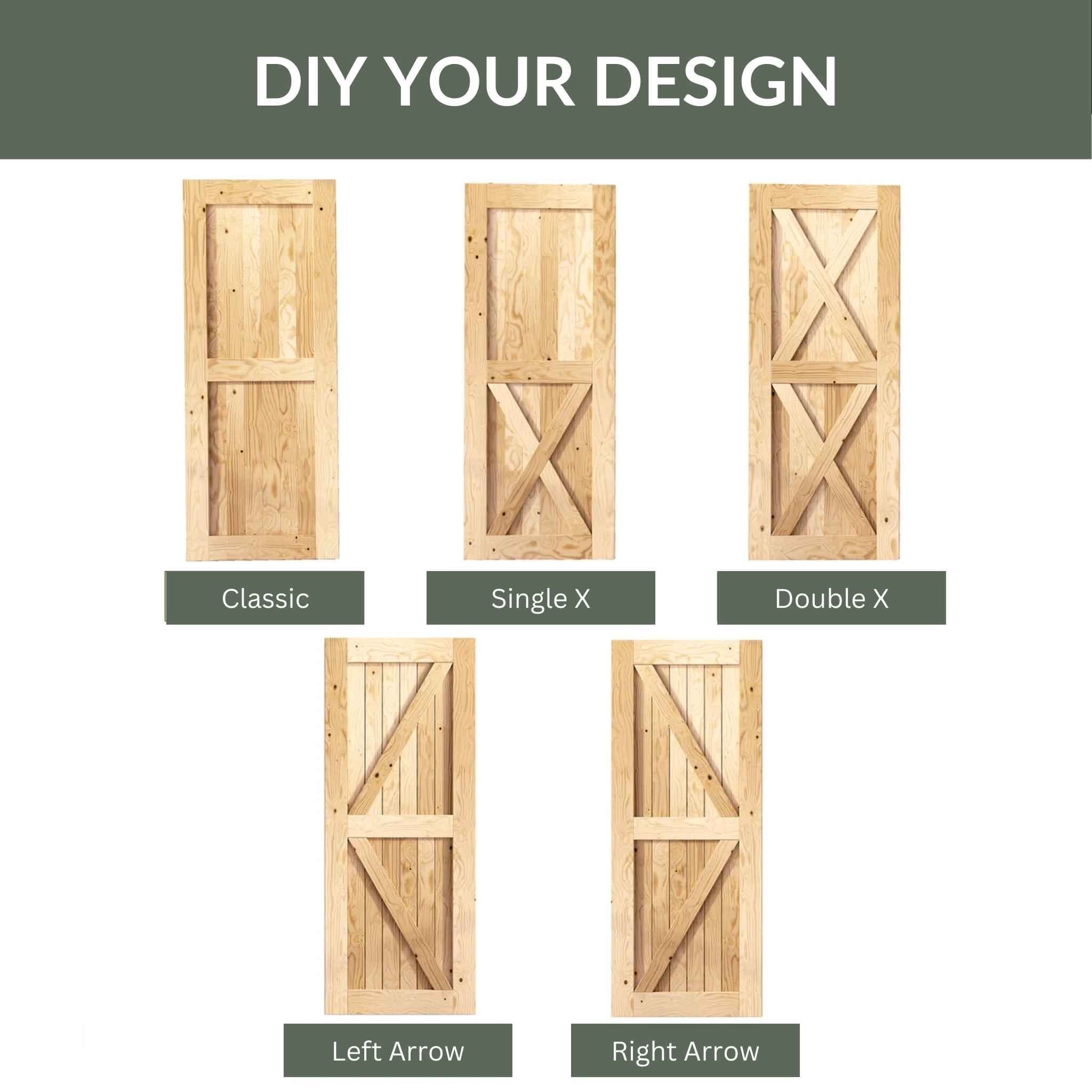 Natural Pine Wood Barn Door | 80", 84", 96" x 20"-60"