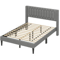 Queen Size Dutch Velvet/Linen Fabric Upholstered Platform Bed with Wingback Headboard and Wooden Slat Support-Gray?