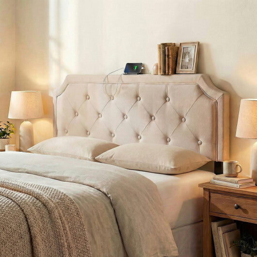 Headboard for Queen and Full Size Bed Tufted Upholstered Head Board-Gray