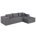 Modular Sectional Sofa Corduroy Upholstered L-shaped Sofa Couch with Deep Seats-Gray