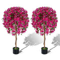 2 Pack Artificial Azalea Trees Faux Floral Plants with Vivid Blooming Flowers