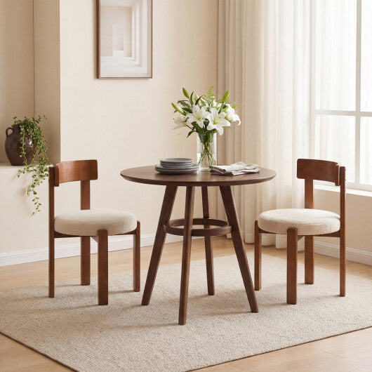 Modern Dining Chairs Set of 2 with Solid Rubber Wood Legs-Brown