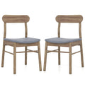 Fabric Upholstered Kitchen Armless Dining Chairs with Rubber Wood Frame Set of 2-Oak