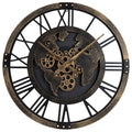 Large Wall Clock 27" Gear Clock with World Map-Brown