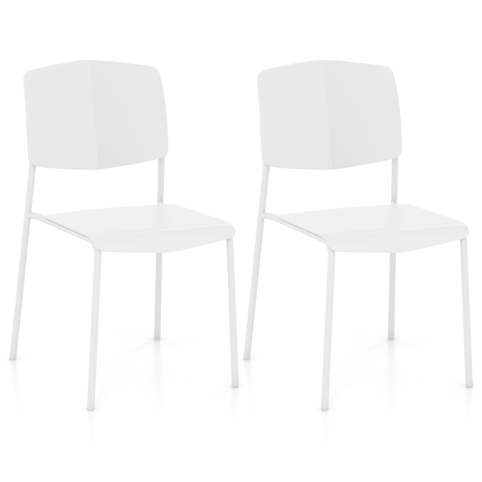 Modern Plastic Dining Chair Set of 2 with Metal Legs and Curved Back
