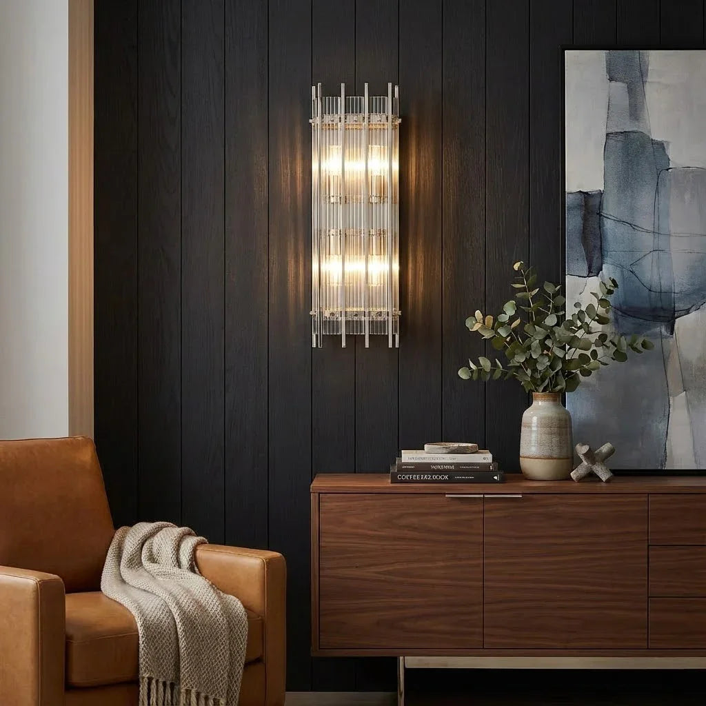 Rectangular Glass Panel Wall Sconce