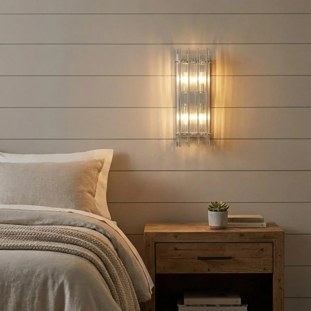 Rectangular Glass Panel Wall Sconce