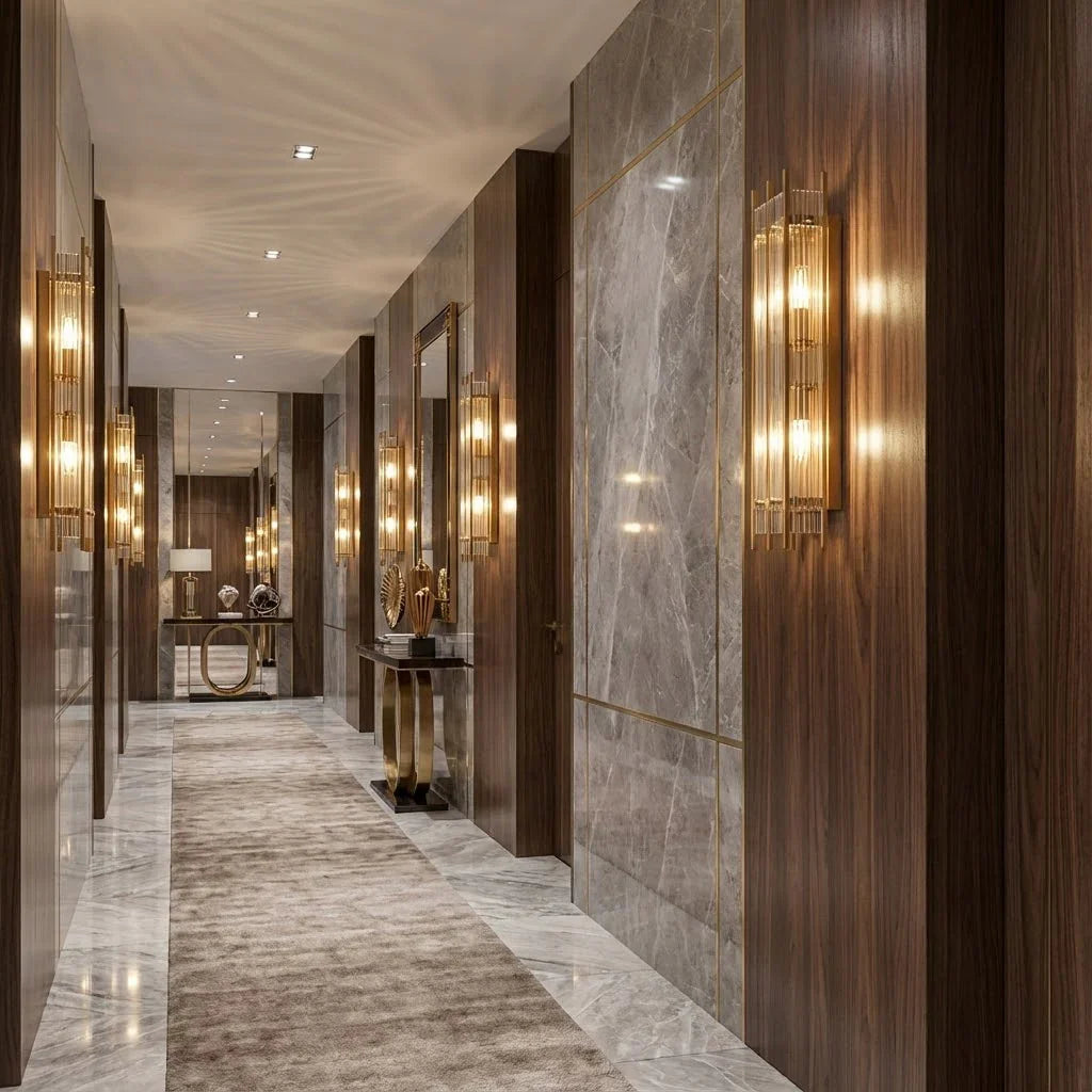 Rectangular Glass Panel Wall Sconce