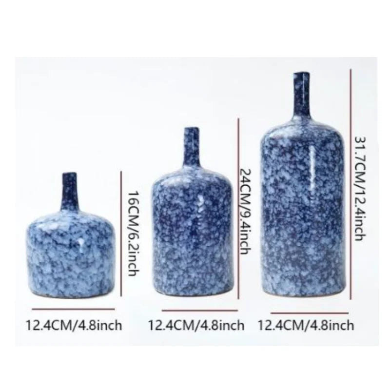 DecorBites™ Blue Ceramic Vase Porcelain Pot Flower Arrangement Home Decor Accessories