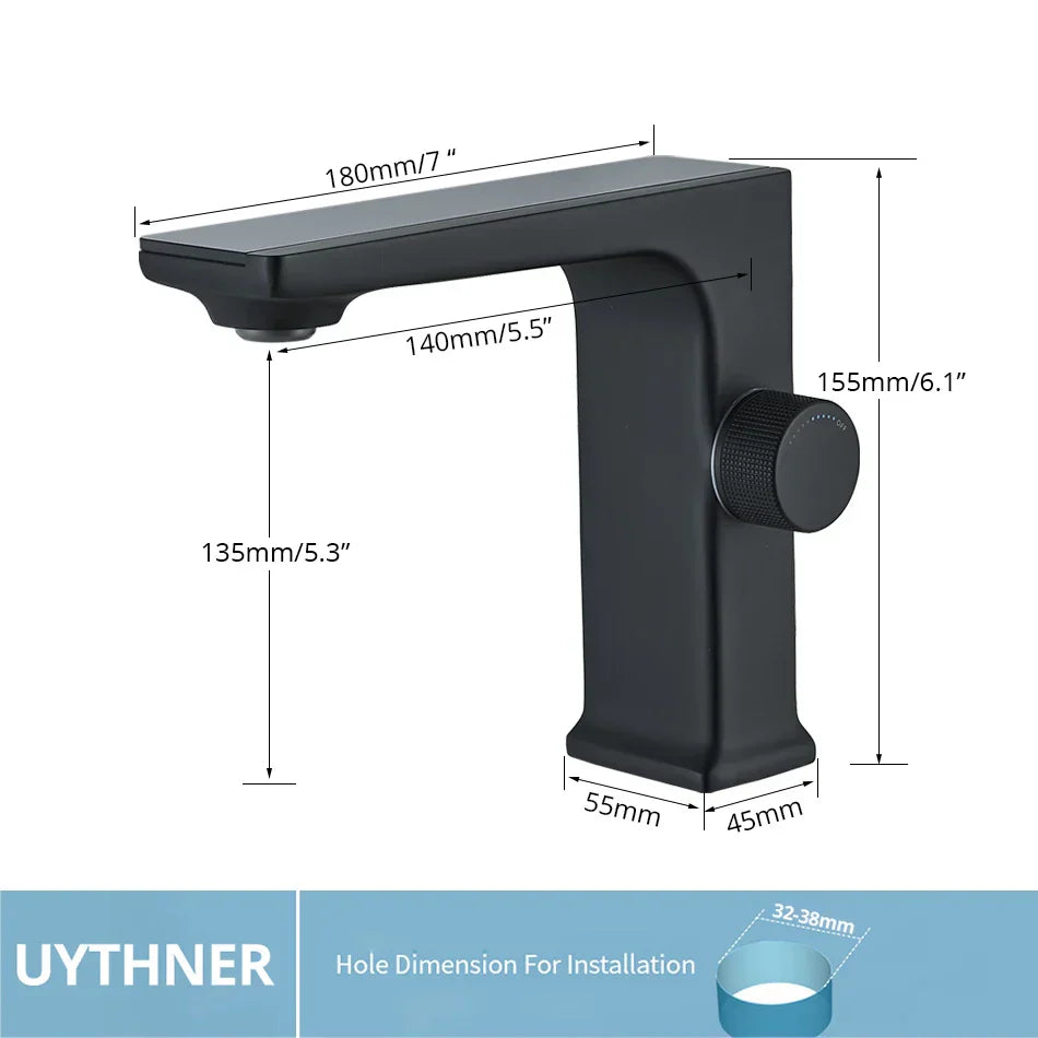 DecorBites™ LCD Digital Basin Faucet Brass Mixer Tap Hot Cold Deck Mounted Display