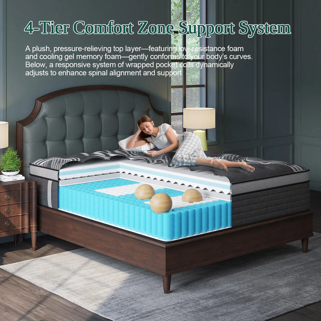 12" Gel Memory Foam Hybrid Pocket Spring Mattress