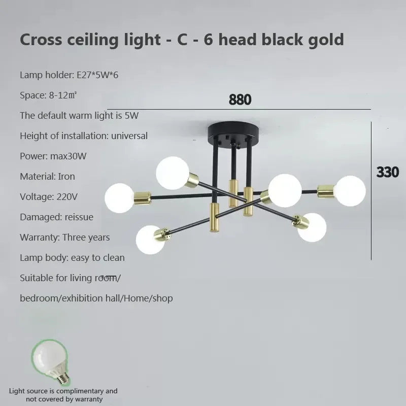 DecorBites™ LED Ceiling Chandelier: Modern Light Fixture for Living Room, Bedroom, Hall - Indoor Home Decor
