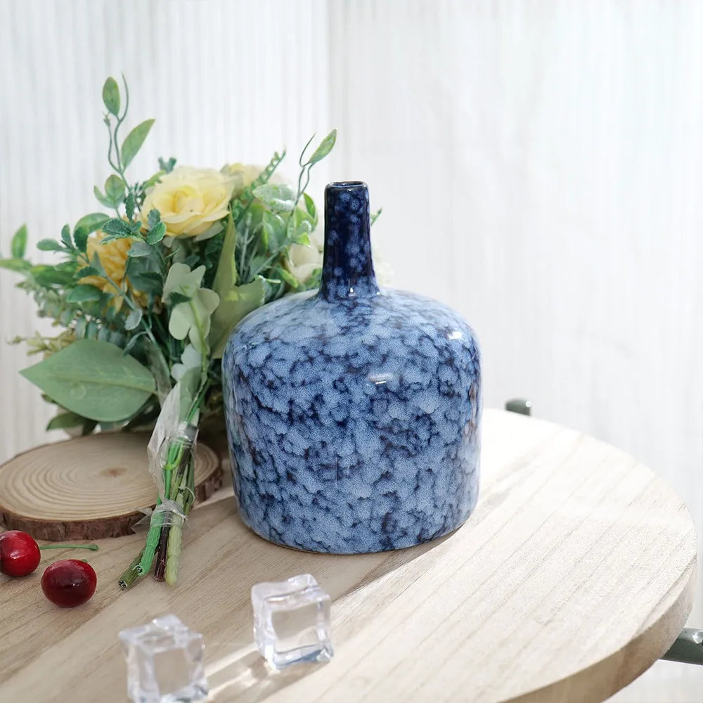 DecorBites™ Blue Ceramic Vase Porcelain Pot Flower Arrangement Home Decor Accessories