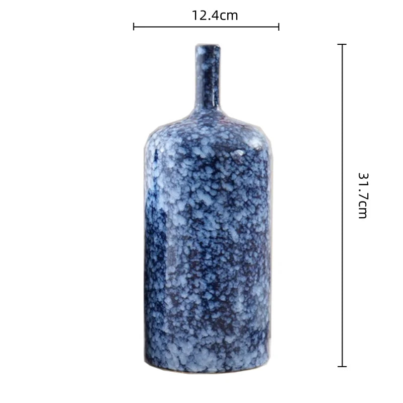 DecorBites™ Blue Ceramic Vase Porcelain Pot Flower Arrangement Home Decor Accessories