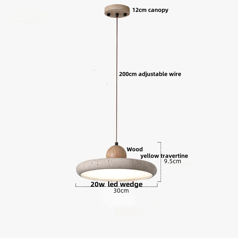 DecorBites™ LED Pendant Lamp Black Iron Wabi Sabi Hanging Light - Yellow Travertine