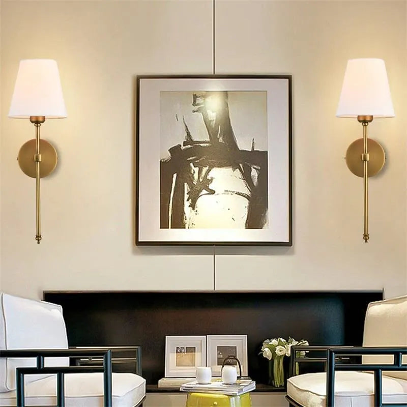 Modern American LED Wall Lamp for Bathroom Mirror Light, Bedroom, Corridor, and More - Stylish Wall Sconce with Cloth Lampshade