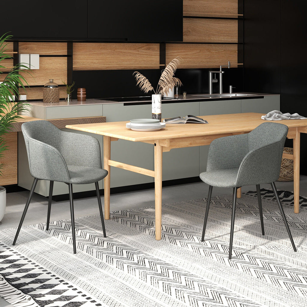 Set of 2 Upholstered Dining Chair with Ergonomic Backrest Design