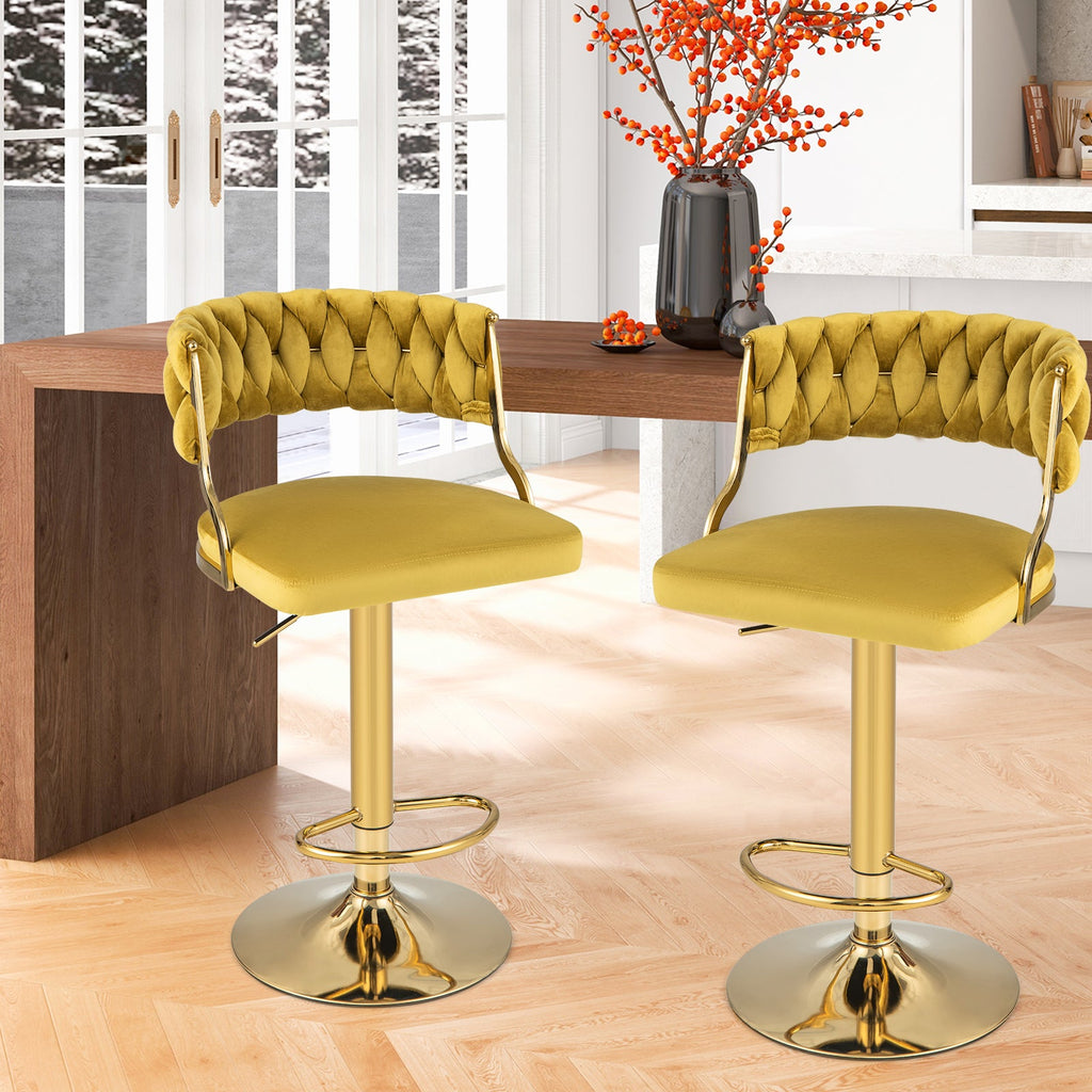 Swivel Barstool with Woven Back Set of 2 for Kitchen Island Cafe
